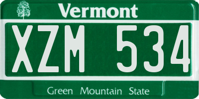 VT license plate XZM534