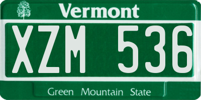 VT license plate XZM536