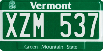 VT license plate XZM537