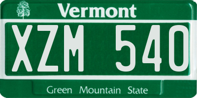 VT license plate XZM540