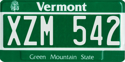 VT license plate XZM542