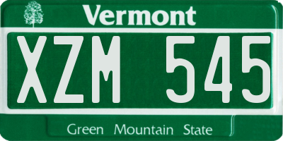 VT license plate XZM545