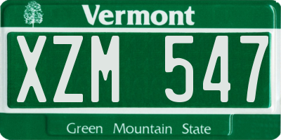 VT license plate XZM547