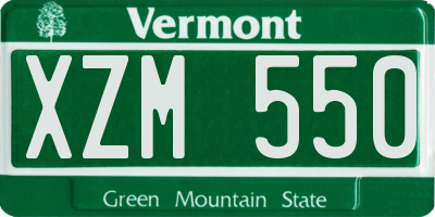 VT license plate XZM550