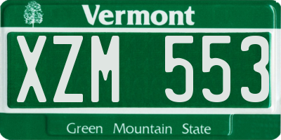 VT license plate XZM553