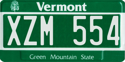 VT license plate XZM554