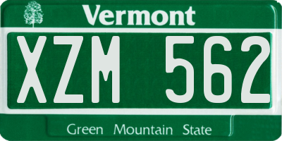 VT license plate XZM562