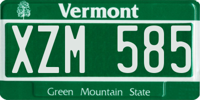 VT license plate XZM585