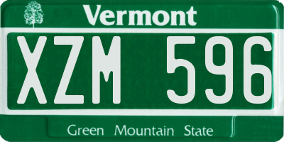 VT license plate XZM596