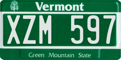 VT license plate XZM597