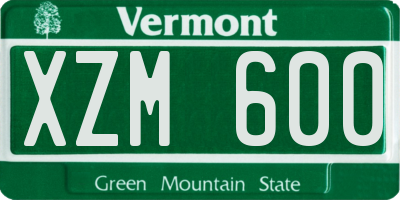 VT license plate XZM600