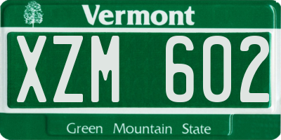 VT license plate XZM602