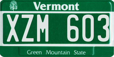 VT license plate XZM603