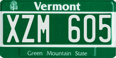 VT license plate XZM605