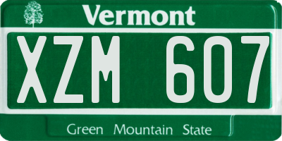 VT license plate XZM607