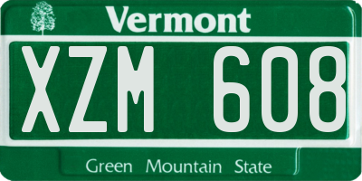 VT license plate XZM608