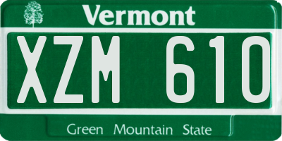 VT license plate XZM610