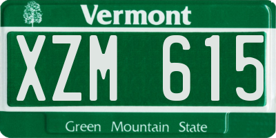 VT license plate XZM615