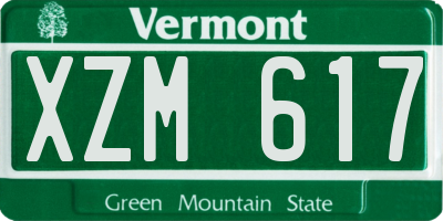 VT license plate XZM617