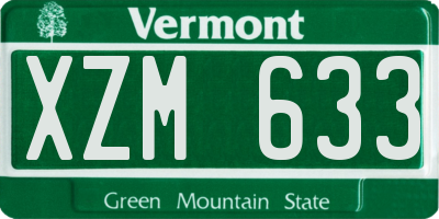 VT license plate XZM633