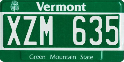 VT license plate XZM635