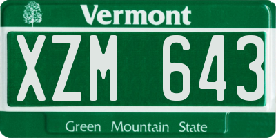VT license plate XZM643