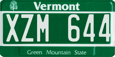 VT license plate XZM644