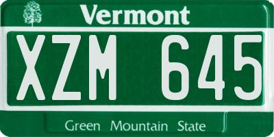 VT license plate XZM645