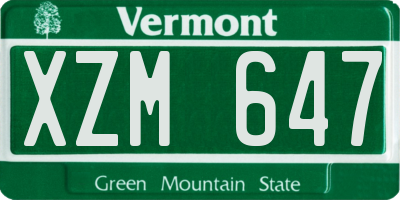 VT license plate XZM647