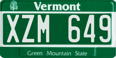 VT license plate XZM649