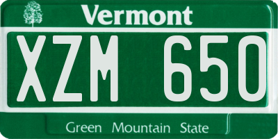 VT license plate XZM650