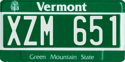 VT license plate XZM651