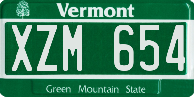 VT license plate XZM654