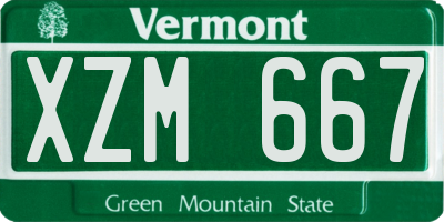 VT license plate XZM667