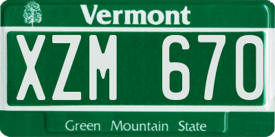 VT license plate XZM670