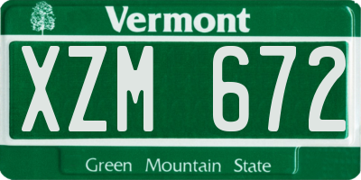 VT license plate XZM672