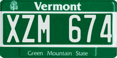 VT license plate XZM674