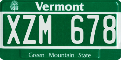 VT license plate XZM678