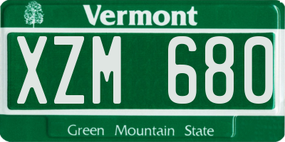 VT license plate XZM680