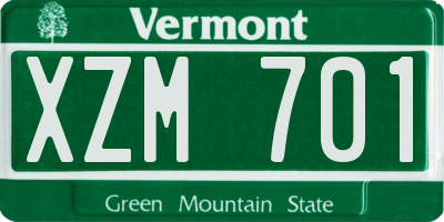 VT license plate XZM701
