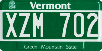 VT license plate XZM702