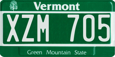 VT license plate XZM705