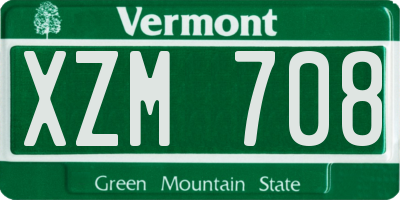 VT license plate XZM708