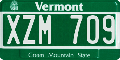 VT license plate XZM709