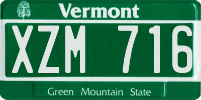 VT license plate XZM716