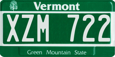 VT license plate XZM722