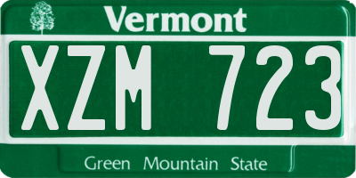 VT license plate XZM723
