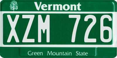 VT license plate XZM726