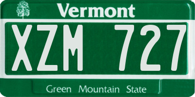 VT license plate XZM727