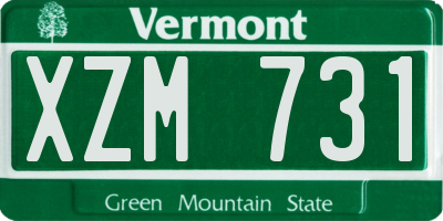 VT license plate XZM731